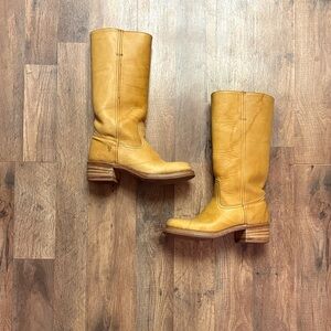 Frye Campus Boots Made in the U.S.A Banana Leather Heeled Boots